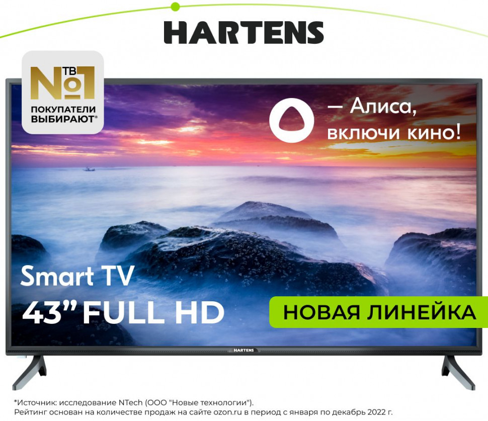 Телевизор 43 (109 см) Hartens HTY-43F06W-VZ / M (FHD / ЯндексТВ)