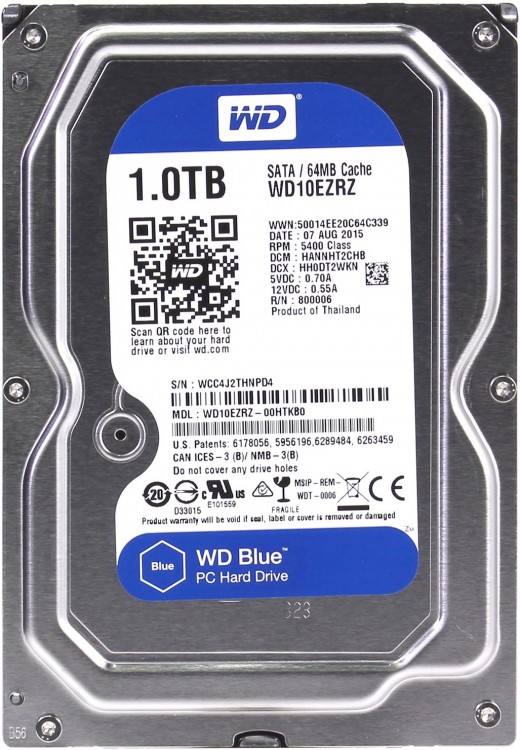 HDD 3.5" 1 Tb Western Digital Blue <WD10EZRZ> 5400rpm 64Mb SATA-III