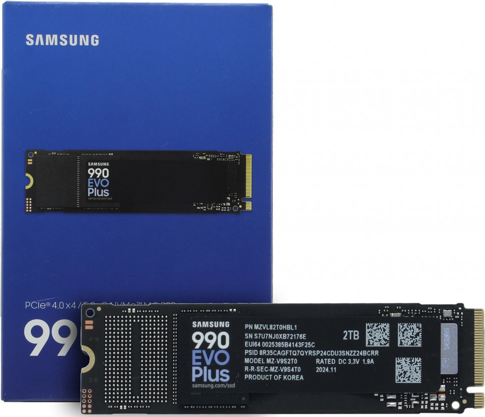 SSD NVMe 2 Tb Samsung 990 EVO MZ-V9S2T0BW (120TBW / 7250:6300Мбайт / с)