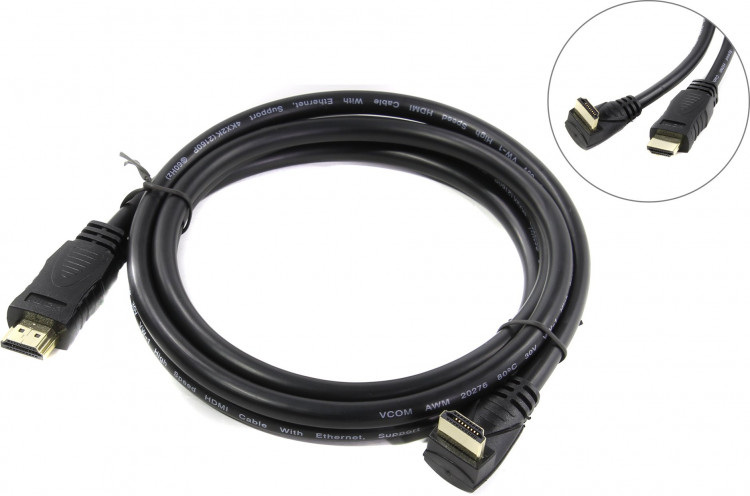 Кабель HDMI-M -> HDMI-M 1.8м VCOM  (ver 2.0  /  Угловой) CG523-1.8M