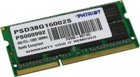 Память DDR3 SO-DIMM 8Gb <PC3-12800> Patriot <PSD38G16002S> CL11