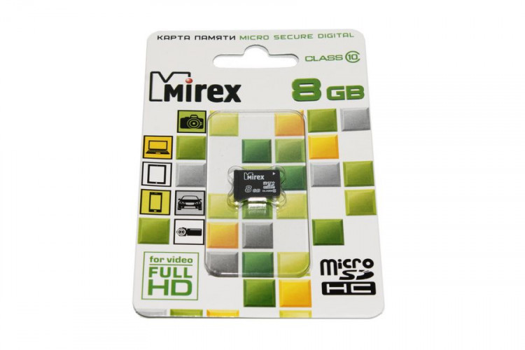 Карта памяти microSDHC 8Gb Mirex 13613-MC10SD08