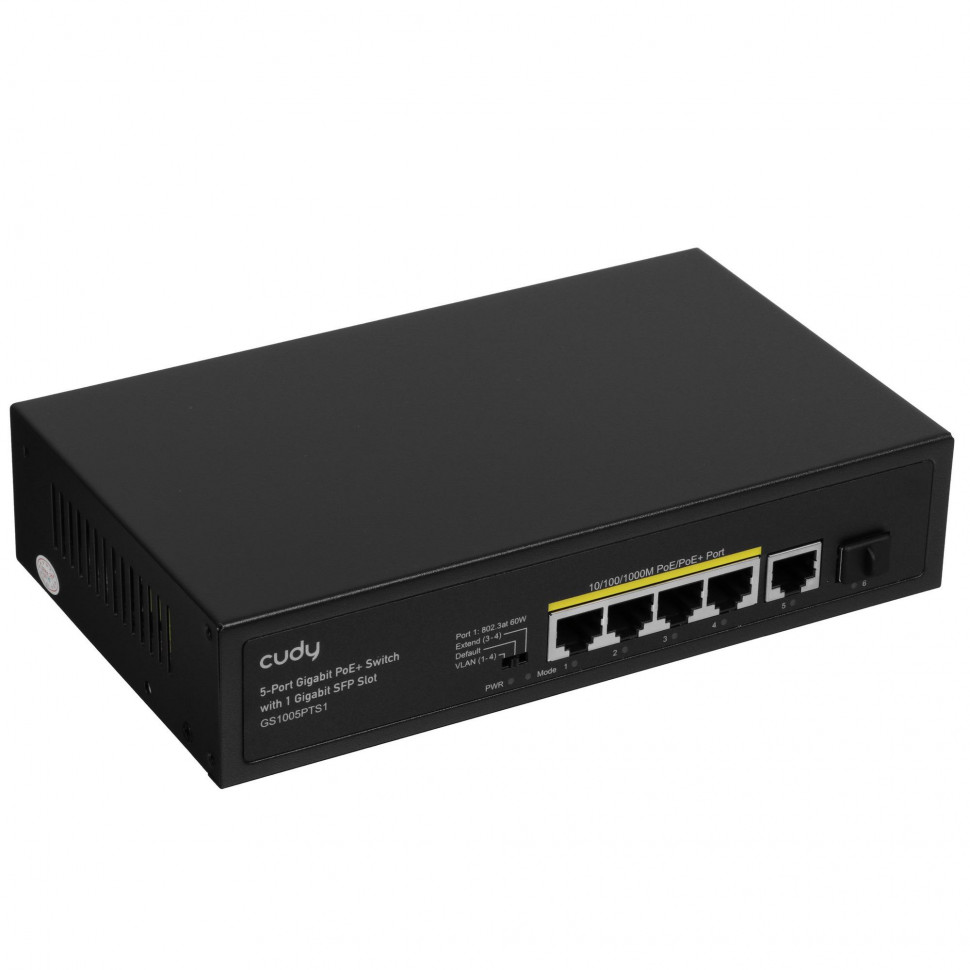 Коммутатор Cudy GS1005PTS1 (L2) 5x1Гбит / с 1SFP 4PoE+ 120W неуправляемый