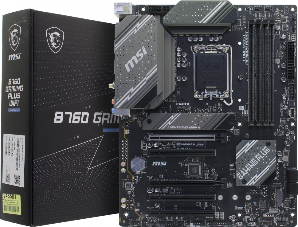 Материнская плата (1700) MSI B760 GAMING PLUS WIFI ATX / 4xDDR5 / 2xNVMe / HDMI+DP