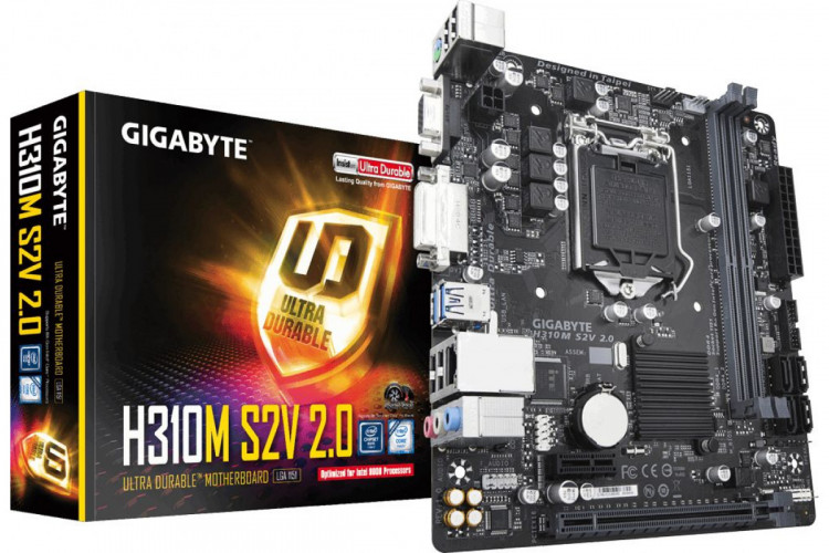 Материнская плата GIGABYTE H310M S2 (RTL) LGA1151 <H310> PCI-E Dsub GbLAN SATA MicroATX 2DDR4