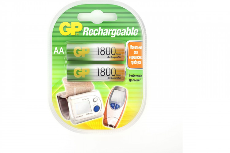 Аккумулятор AA 1800 mAh уп.2шт GP Rechargeable GP180AAHC-2DECRC2 (1.2V / NiMH)