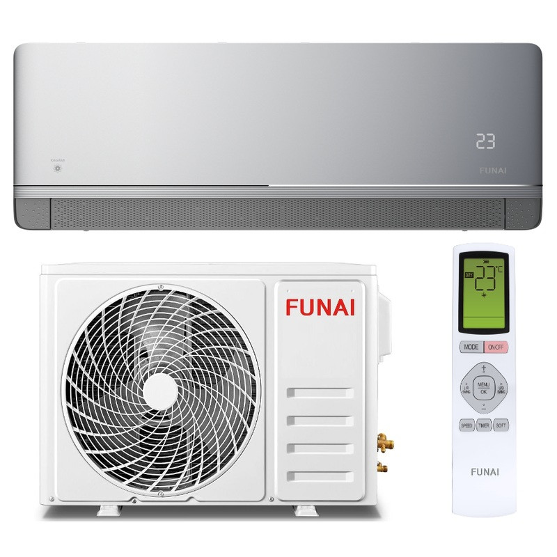 Сплит-система 12 Funai Kagami KM35HP (серебристый) (37кв.м / шум 23.5-52дБ / Wi-Fi / класс А / 3года)