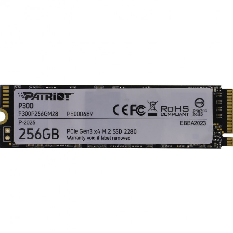 SSD NVMe 256 Gb Patriot P300P256GM28 (80TBW  /  1700:1100Мбайт  /  с)