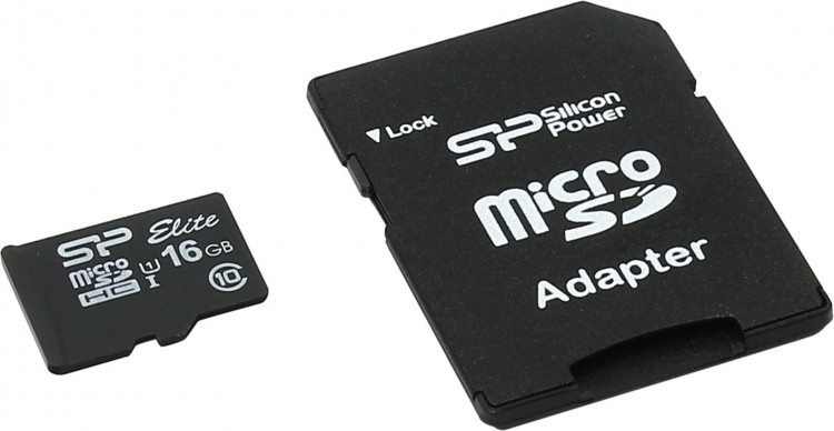Флешка microSDHC 16Gb Silicon Power <SP016GBSTHBU1V10SP> с адаптером