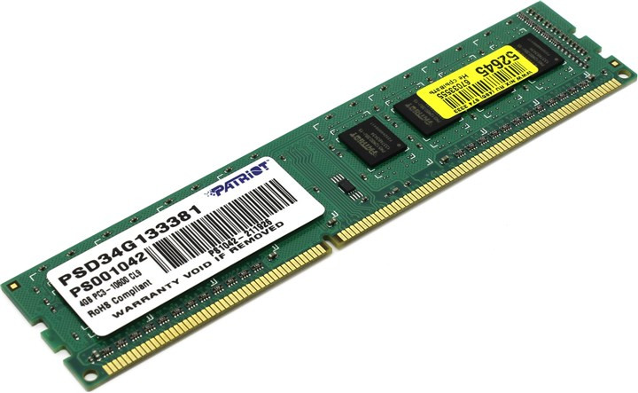 Память DDR3 4Gb PC3-10600 Patriot <PSD34G133381> CL11