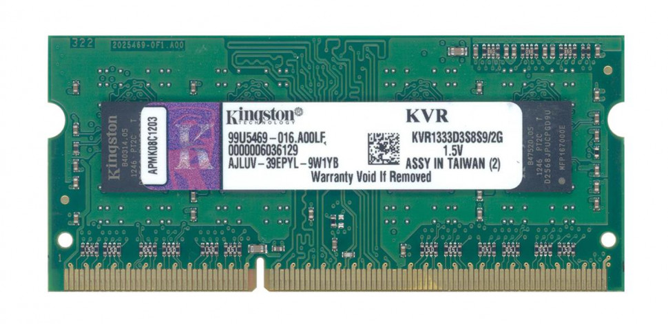 Память SO-DIMM DDR3L 2Gb 1333 / CL9 Kingston ValueRAM KVR1333D3S9 / 2G